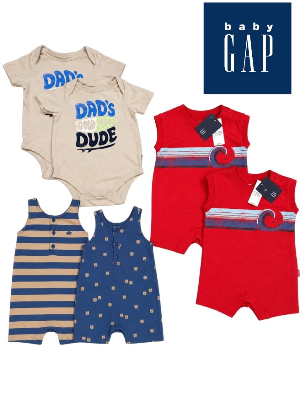 NWT Baby Gap 6-piece 0-3 Month 100% Organic Cotton Summer Bundle Bodysuit Romper